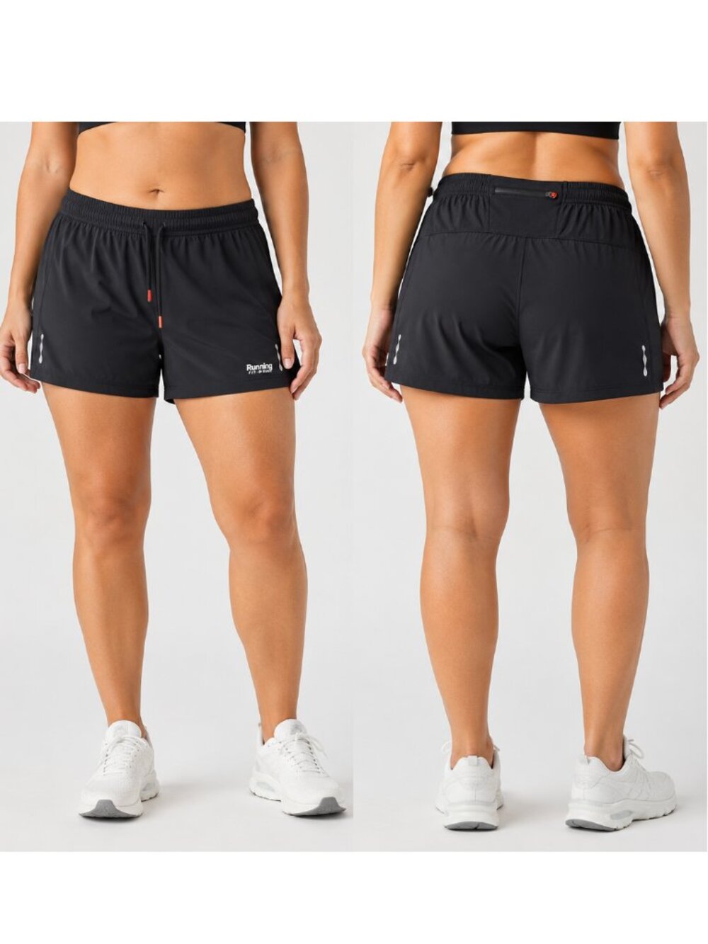 Running Room Fit Wear Running Shorts Women's Large Black Mesh Lined Reflective